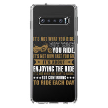 DistinctInk® Clear Shockproof Hybrid Case for Apple iPhone / Samsung Galaxy / Google Pixel - Not What Your Ride, That You Ride Motorcycle