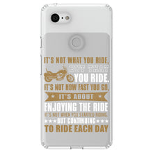 DistinctInk® Clear Shockproof Hybrid Case for Apple iPhone / Samsung Galaxy / Google Pixel - Not What Your Ride, That You Ride Motorcycle