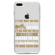 DistinctInk® Clear Shockproof Hybrid Case for Apple iPhone / Samsung Galaxy / Google Pixel - Not What Your Ride, That You Ride Motorcycle