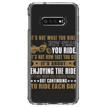 DistinctInk® Clear Shockproof Hybrid Case for Apple iPhone / Samsung Galaxy / Google Pixel - Not What Your Ride, That You Ride Motorcycle