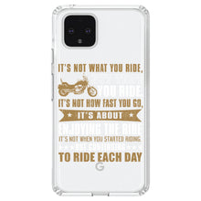 DistinctInk® Clear Shockproof Hybrid Case for Apple iPhone / Samsung Galaxy / Google Pixel - Not What Your Ride, That You Ride Motorcycle