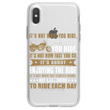 DistinctInk® Clear Shockproof Hybrid Case for Apple iPhone / Samsung Galaxy / Google Pixel - Not What Your Ride, That You Ride Motorcycle