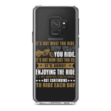 DistinctInk® Clear Shockproof Hybrid Case for Apple iPhone / Samsung Galaxy / Google Pixel - Not What Your Ride, That You Ride Motorcycle