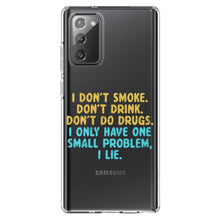 DistinctInk® Clear Shockproof Hybrid Case for Apple iPhone / Samsung Galaxy / Google Pixel - I Don't Smoke, Drink, Drugs - I Lie