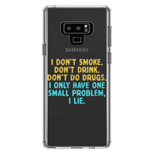 DistinctInk® Clear Shockproof Hybrid Case for Apple iPhone / Samsung Galaxy / Google Pixel - I Don't Smoke, Drink, Drugs - I Lie
