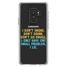 DistinctInk® Clear Shockproof Hybrid Case for Apple iPhone / Samsung Galaxy / Google Pixel - I Don't Smoke, Drink, Drugs - I Lie
