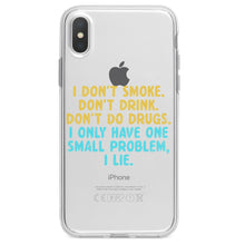DistinctInk® Clear Shockproof Hybrid Case for Apple iPhone / Samsung Galaxy / Google Pixel - I Don't Smoke, Drink, Drugs - I Lie
