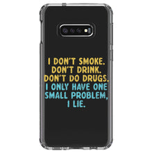 DistinctInk® Clear Shockproof Hybrid Case for Apple iPhone / Samsung Galaxy / Google Pixel - I Don't Smoke, Drink, Drugs - I Lie