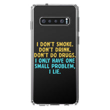 DistinctInk® Clear Shockproof Hybrid Case for Apple iPhone / Samsung Galaxy / Google Pixel - I Don't Smoke, Drink, Drugs - I Lie
