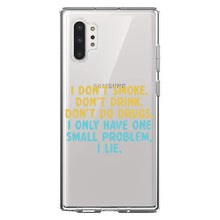DistinctInk® Clear Shockproof Hybrid Case for Apple iPhone / Samsung Galaxy / Google Pixel - I Don't Smoke, Drink, Drugs - I Lie