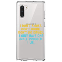 DistinctInk® Clear Shockproof Hybrid Case for Apple iPhone / Samsung Galaxy / Google Pixel - I Don't Smoke, Drink, Drugs - I Lie