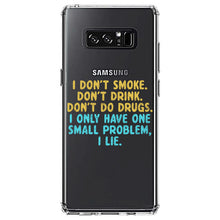 DistinctInk® Clear Shockproof Hybrid Case for Apple iPhone / Samsung Galaxy / Google Pixel - I Don't Smoke, Drink, Drugs - I Lie