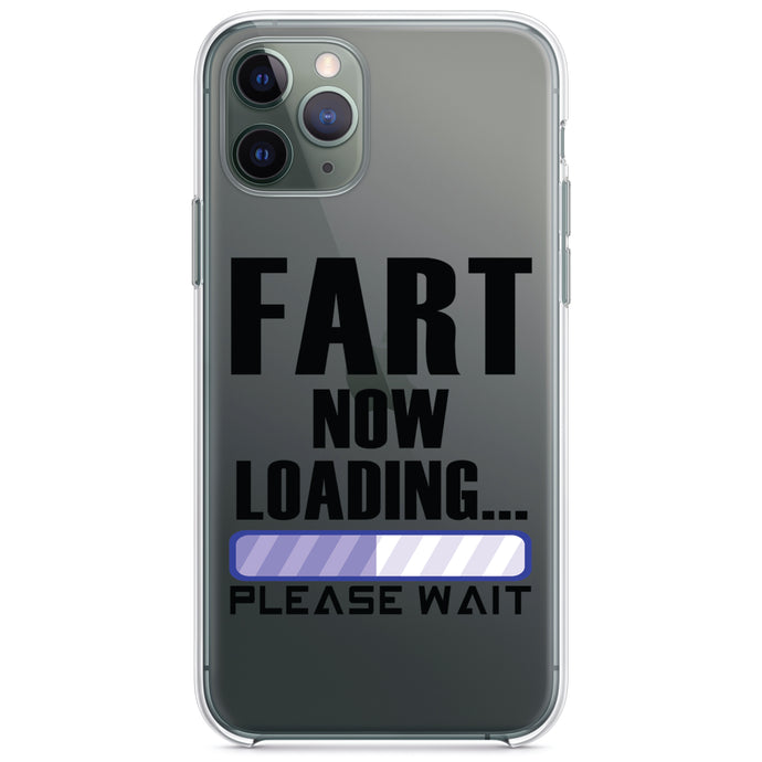 DistinctInk® Clear Shockproof Hybrid Case for Apple iPhone / Samsung Galaxy / Google Pixel - Fart Now Loading - Please Wait
