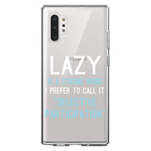 DistinctInk® Clear Shockproof Hybrid Case for Apple iPhone / Samsung Galaxy / Google Pixel - Lazy - Selective Participation