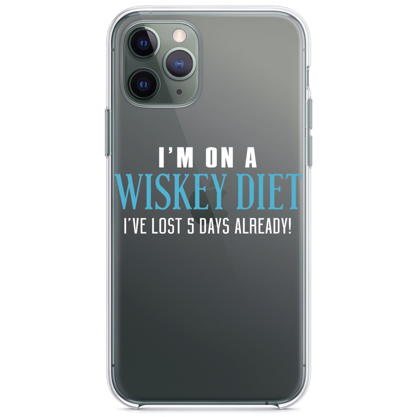 DistinctInk® Clear Shockproof Hybrid Case for Apple iPhone / Samsung Galaxy / Google Pixel - I'm on a Whiskey Diet Already Lost 5 Days