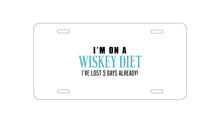 DistinctInk Custom Aluminum Decorative Vanity Front License Plate - I'm on a Whiskey Diet Already Lost 5 Days