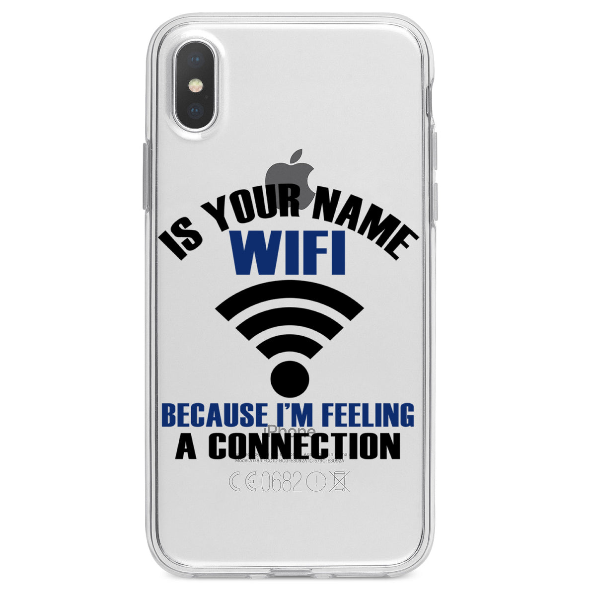 Is Your Name WiFi I'm Feeling a Connection Clear Shockproof iPhone Case, view 3