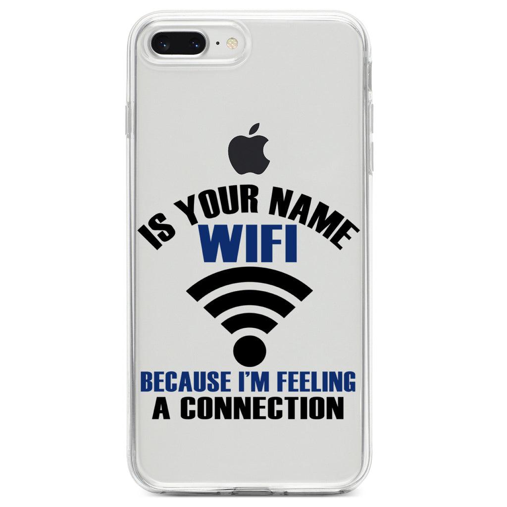 Is Your Name WiFi I'm Feeling a Connection Clear Shockproof iPhone Case, view 6