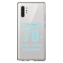 DistinctInk® Clear Shockproof Hybrid Case for Apple iPhone / Samsung Galaxy / Google Pixel - Turning 70 is Like Turning 21 in Celsius