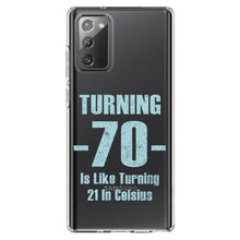 DistinctInk® Clear Shockproof Hybrid Case for Apple iPhone / Samsung Galaxy / Google Pixel - Turning 70 is Like Turning 21 in Celsius