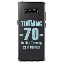 DistinctInk® Clear Shockproof Hybrid Case for Apple iPhone / Samsung Galaxy / Google Pixel - Turning 70 is Like Turning 21 in Celsius