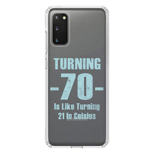 DistinctInk® Clear Shockproof Hybrid Case for Apple iPhone / Samsung Galaxy / Google Pixel - Turning 70 is Like Turning 21 in Celsius