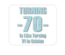 DistinctInk Custom Foam Rubber Mouse Pad - 1/4" Thick - Turning 70 is Like Turning 21 in Celsius
