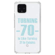 DistinctInk® Clear Shockproof Hybrid Case for Apple iPhone / Samsung Galaxy / Google Pixel - Turning 70 is Like Turning 21 in Celsius