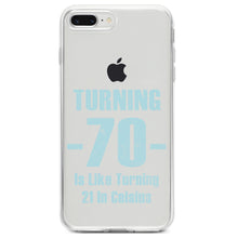 DistinctInk® Clear Shockproof Hybrid Case for Apple iPhone / Samsung Galaxy / Google Pixel - Turning 70 is Like Turning 21 in Celsius