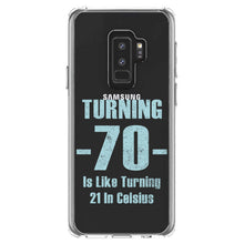 DistinctInk® Clear Shockproof Hybrid Case for Apple iPhone / Samsung Galaxy / Google Pixel - Turning 70 is Like Turning 21 in Celsius