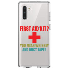 DistinctInk® Clear Shockproof Hybrid Case for Apple iPhone / Samsung Galaxy / Google Pixel - First Aid Kit - Whiskey & Duct Tape
