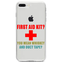 DistinctInk® Clear Shockproof Hybrid Case for Apple iPhone / Samsung Galaxy / Google Pixel - First Aid Kit - Whiskey & Duct Tape