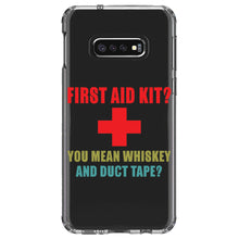 DistinctInk® Clear Shockproof Hybrid Case for Apple iPhone / Samsung Galaxy / Google Pixel - First Aid Kit - Whiskey & Duct Tape