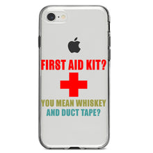 DistinctInk® Clear Shockproof Hybrid Case for Apple iPhone / Samsung Galaxy / Google Pixel - First Aid Kit - Whiskey & Duct Tape
