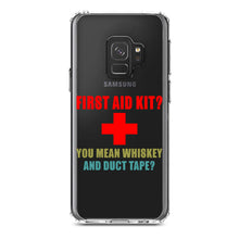 DistinctInk® Clear Shockproof Hybrid Case for Apple iPhone / Samsung Galaxy / Google Pixel - First Aid Kit - Whiskey & Duct Tape