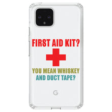 DistinctInk® Clear Shockproof Hybrid Case for Apple iPhone / Samsung Galaxy / Google Pixel - First Aid Kit - Whiskey & Duct Tape