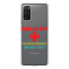 DistinctInk® Clear Shockproof Hybrid Case for Apple iPhone / Samsung Galaxy / Google Pixel - First Aid Kit - Whiskey & Duct Tape