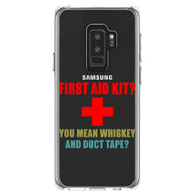 DistinctInk® Clear Shockproof Hybrid Case for Apple iPhone / Samsung Galaxy / Google Pixel - First Aid Kit - Whiskey & Duct Tape