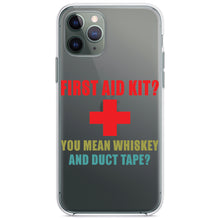 DistinctInk® Clear Shockproof Hybrid Case for Apple iPhone / Samsung Galaxy / Google Pixel - First Aid Kit - Whiskey & Duct Tape