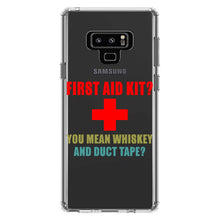 DistinctInk® Clear Shockproof Hybrid Case for Apple iPhone / Samsung Galaxy / Google Pixel - First Aid Kit - Whiskey & Duct Tape