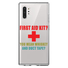 DistinctInk® Clear Shockproof Hybrid Case for Apple iPhone / Samsung Galaxy / Google Pixel - First Aid Kit - Whiskey & Duct Tape