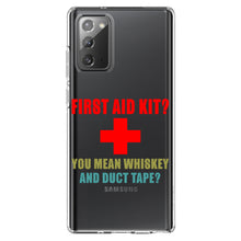 DistinctInk® Clear Shockproof Hybrid Case for Apple iPhone / Samsung Galaxy / Google Pixel - First Aid Kit - Whiskey & Duct Tape
