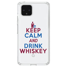 DistinctInk® Clear Shockproof Hybrid Case for Apple iPhone / Samsung Galaxy / Google Pixel - Keep Calm and Drink Whiskey