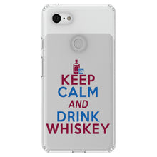 DistinctInk® Clear Shockproof Hybrid Case for Apple iPhone / Samsung Galaxy / Google Pixel - Keep Calm and Drink Whiskey