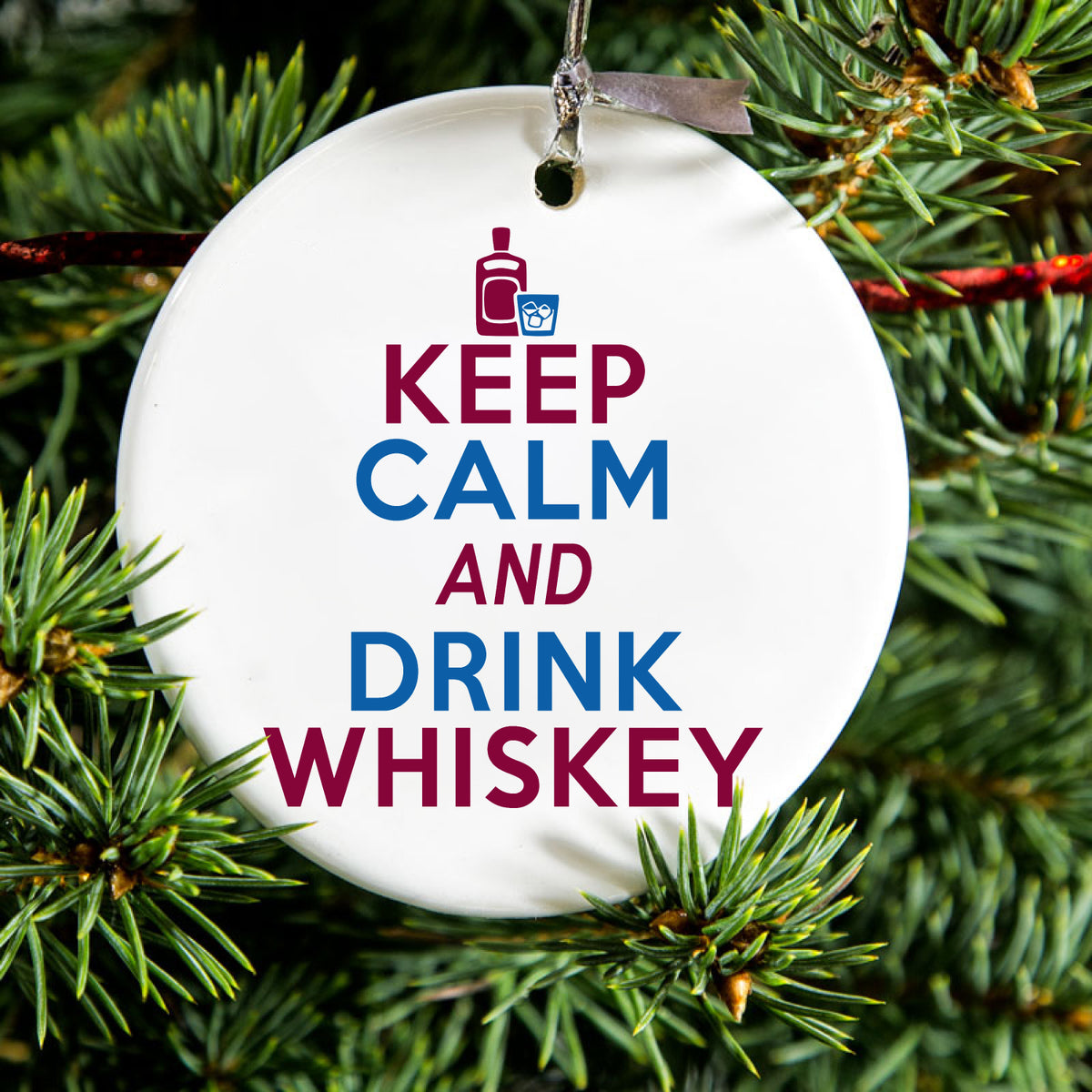 Keep Calm and Drink Whiskey Ceramic Ornament, view 2