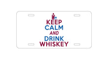 DistinctInk Custom Aluminum Decorative Vanity Front License Plate - Keep Calm and Drink Whiskey