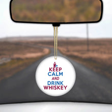DistinctInk® Hanging Ceramic Christmas Tree Ornament with Gold String - Great Gift / Present - 2 3/4 inch Diameter - Keep Calm and Drink Whiskey