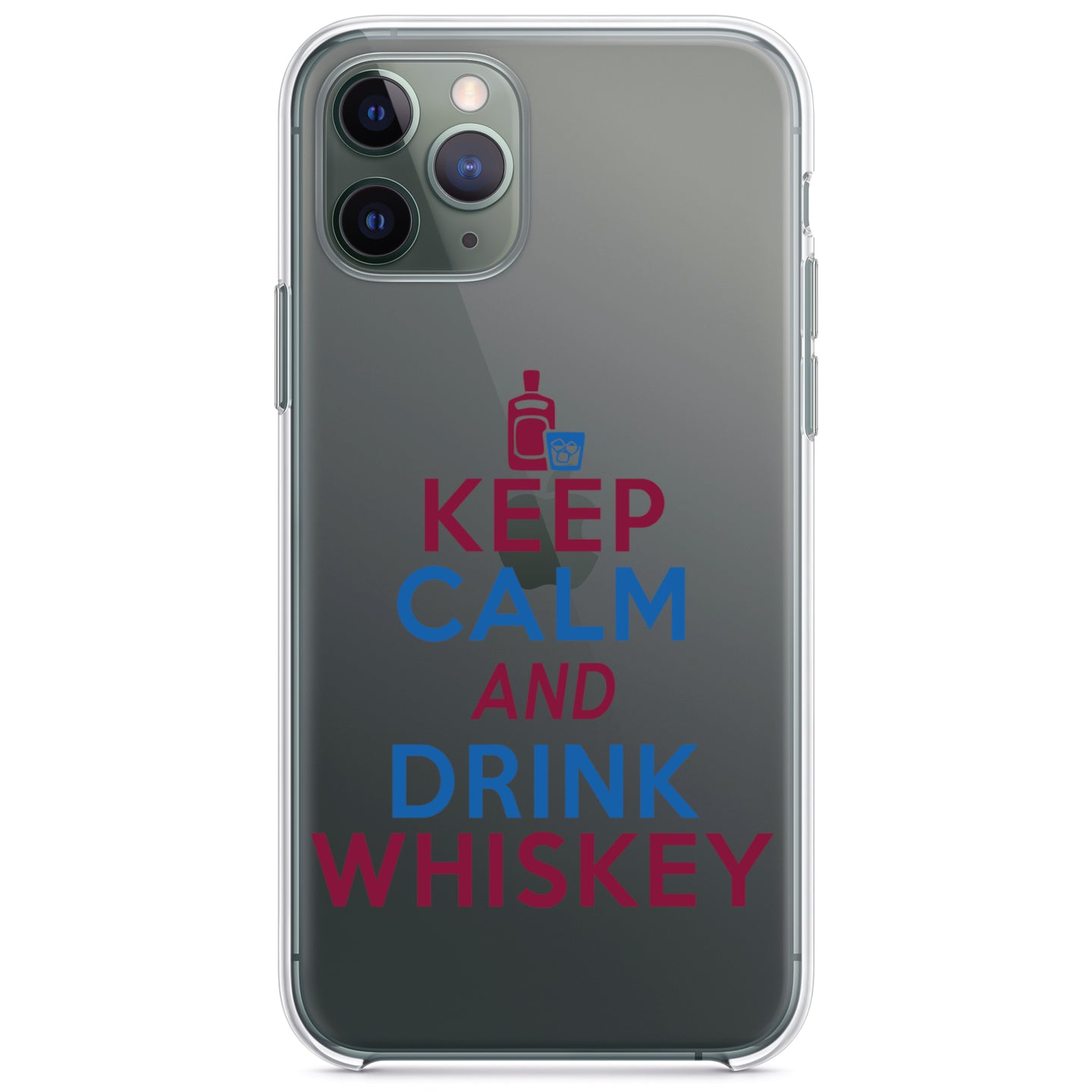 DistinctInk® Clear Shockproof Hybrid Case for Apple iPhone / Samsung Galaxy / Google Pixel - Keep Calm and Drink Whiskey