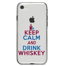 DistinctInk® Clear Shockproof Hybrid Case for Apple iPhone / Samsung Galaxy / Google Pixel - Keep Calm and Drink Whiskey