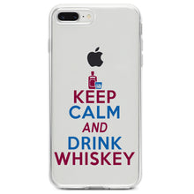 DistinctInk® Clear Shockproof Hybrid Case for Apple iPhone / Samsung Galaxy / Google Pixel - Keep Calm and Drink Whiskey